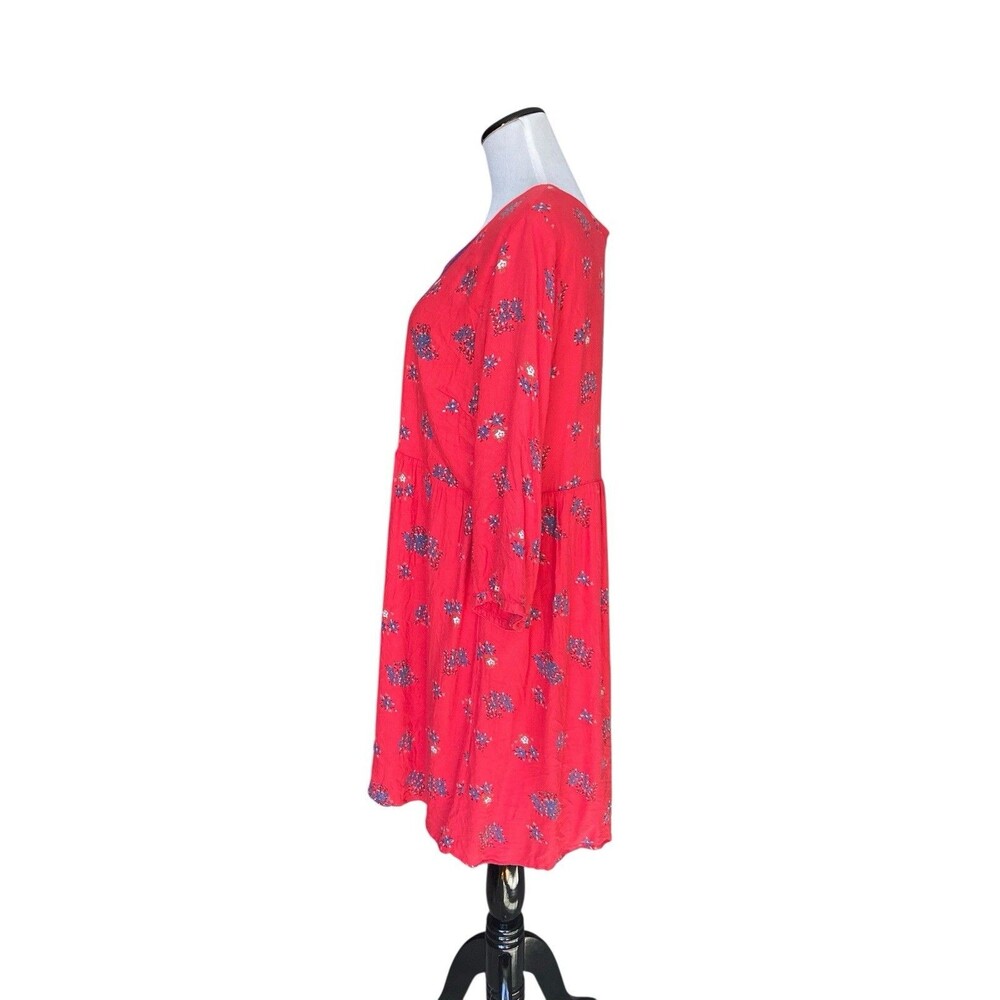 Old Navy Women Boho Floral Dress Size XL Red Peasant Festival Artisan Embroidery - Picture 2 of 13